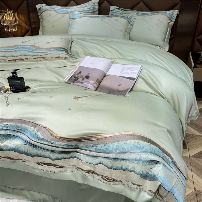 91家纺网 家纺一手货源 找家纺 （总）宏羽纺 新款高支高密长绒棉刺绣居家款四件套-罗马之恋