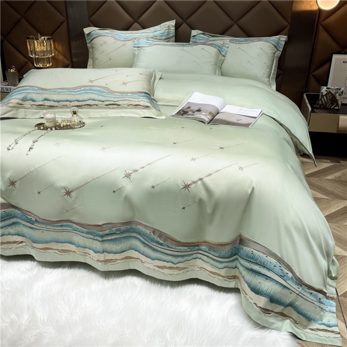 91家纺网 家纺一手货源 找家纺 （总）宏羽纺 新款高支高密长绒棉刺绣居家款四件套-罗马之恋