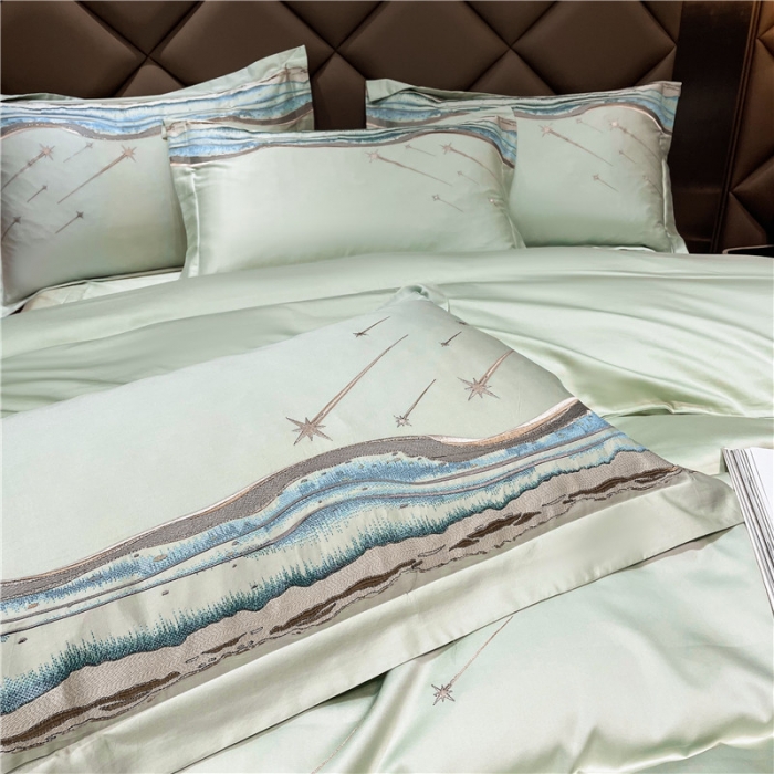 91家纺网 家纺一手货源 找家纺 （总）宏羽纺 新款高支高密长绒棉刺绣居家款四件套-罗马之恋