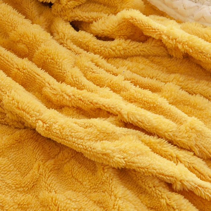 91家纺网 家纺一手货源 找家纺 启优 2022新款高克重温暖塔芙绒剪花床笠 黄色