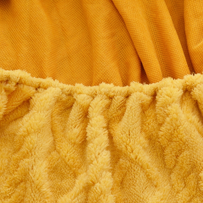 91家纺网 家纺一手货源 找家纺 启优 2022新款高克重温暖塔芙绒剪花床笠 黄色