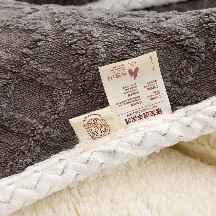 91家纺网 家纺一手货源 找家纺 启优 2022新款AB版塔芙绒羊羔绒毛毯/被套被套 深灰色