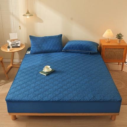 91家纺网 家纺一手货源 找家纺 乐逸 2023新款牛奶水晶绒夹棉床笠（星辰） 星辰-深蓝