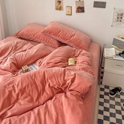 91家纺网 家纺一手货源 找家纺 （总）盛馨家纺 2023新款纯色撞色宝宝绒四件套