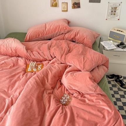 91家纺网 家纺一手货源 找家纺 （总）盛馨家纺 2023新款纯色撞色宝宝绒四件套