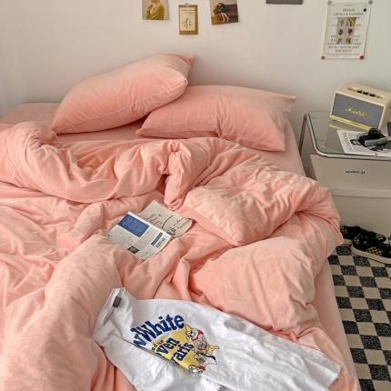 91家纺网 家纺一手货源 找家纺 （总）盛馨家纺 2023新款纯色撞色宝宝绒四件套