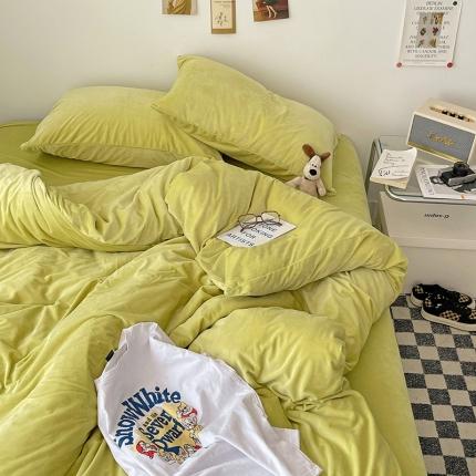 91家纺网 家纺一手货源 找家纺 （总）盛馨家纺 2023新款纯色撞色宝宝绒四件套