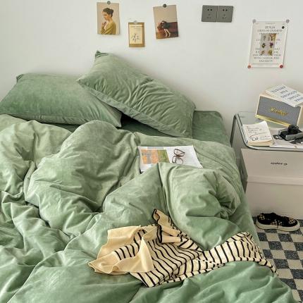 91家纺网 家纺一手货源 找家纺 （总）盛馨家纺 2023新款纯色撞色宝宝绒四件套