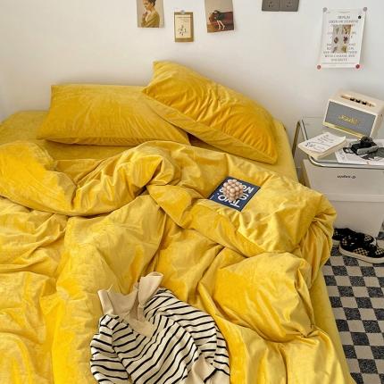 91家纺网 家纺一手货源 找家纺 （总）盛馨家纺 2023新款纯色撞色宝宝绒四件套