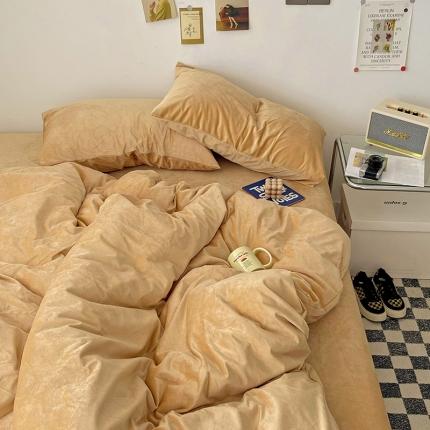 91家纺网 家纺一手货源 找家纺 （总）盛馨家纺 2023新款纯色撞色宝宝绒四件套