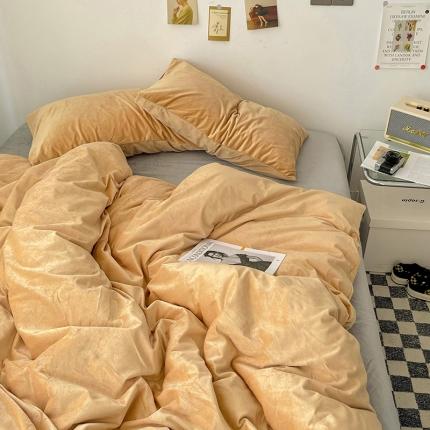 91家纺网 家纺一手货源 找家纺 （总）盛馨家纺 2023新款纯色撞色宝宝绒四件套