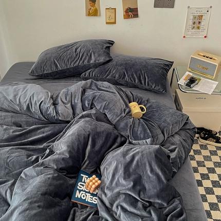 91家纺网 家纺一手货源 找家纺 （总）盛馨家纺 2023新款纯色撞色宝宝绒四件套