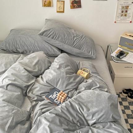 91家纺网 家纺一手货源 找家纺 （总）盛馨家纺 2023新款纯色撞色宝宝绒四件套