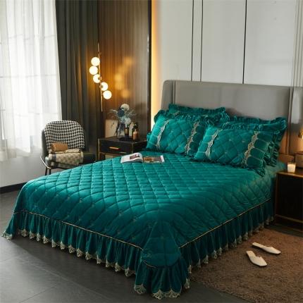 91家纺网 家纺一手货源 找家纺 （总）十个点家纺 2024新款刺绣水晶绒床盖三件套