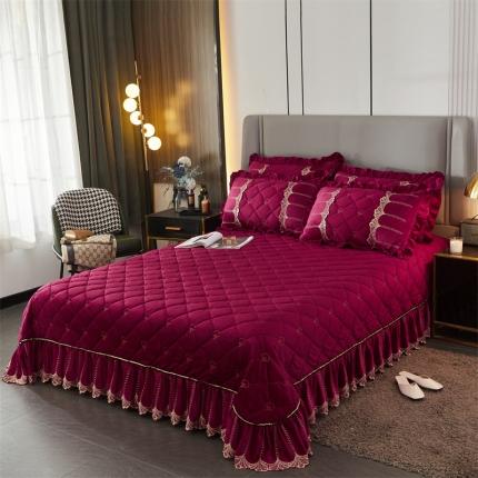 91家纺网 家纺一手货源 找家纺 （总）十个点家纺 2024新款刺绣水晶绒床盖三件套