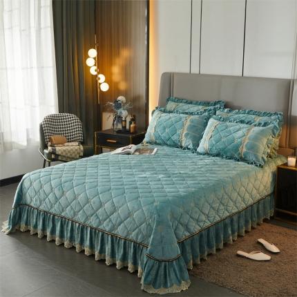 91家纺网 家纺一手货源 找家纺 （总）十个点家纺 2024新款刺绣水晶绒床盖三件套