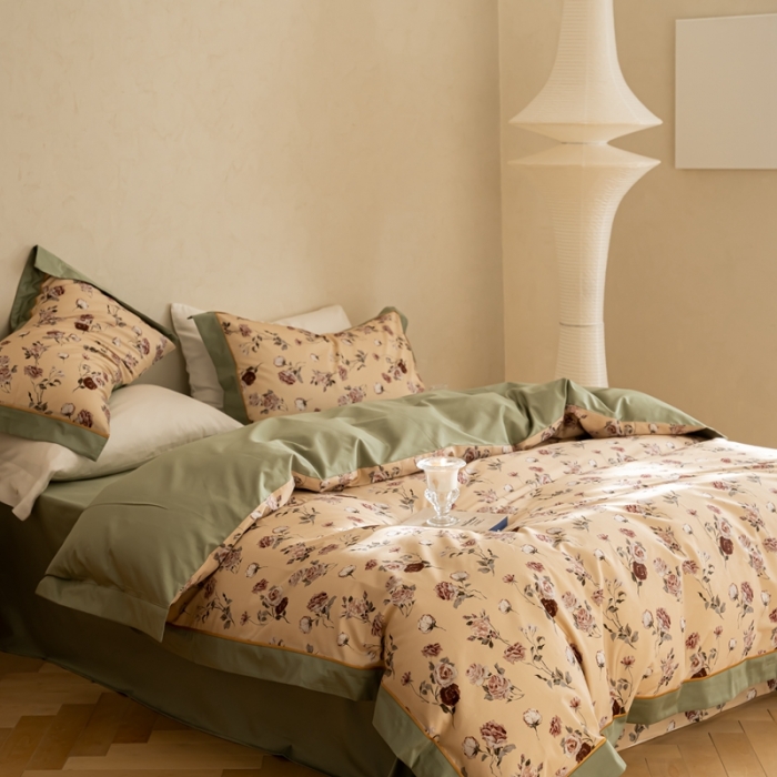 91家纺网 家纺一手货源 找家纺 优然居 100支长绒棉保暖磨毛数码印花系列四件套 莫奈磨毛