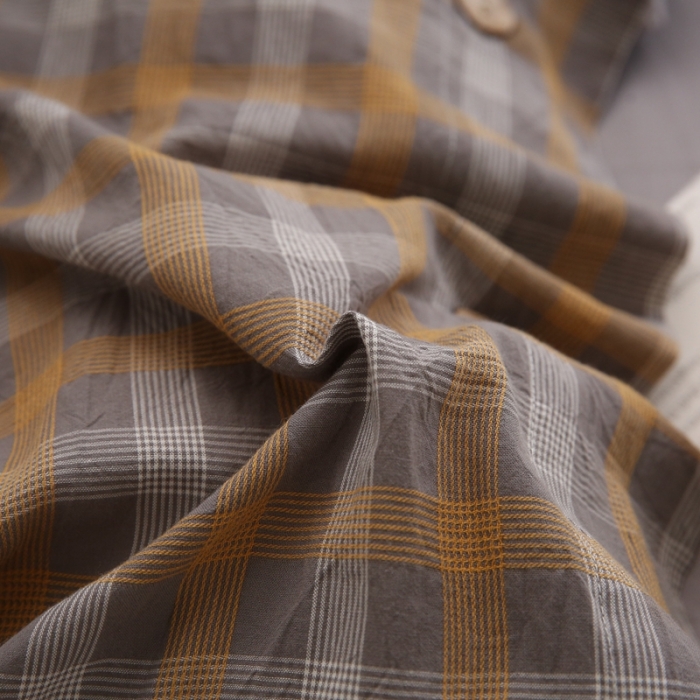 91家纺网 家纺一手货源 找家纺 榻尚 新款经典田园格子纯棉色织水洗棉四件套系列亦梵（灰格）