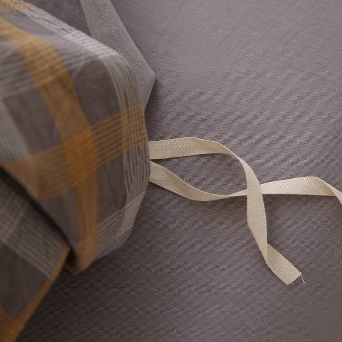 91家纺网 家纺一手货源 找家纺 榻尚 新款经典田园格子纯棉色织水洗棉四件套系列亦梵（灰格）