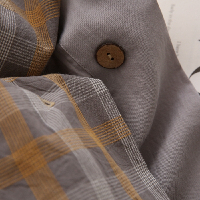 91家纺网 家纺一手货源 找家纺 榻尚 新款经典田园格子纯棉色织水洗棉四件套系列亦梵（灰格）