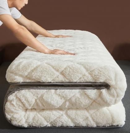 迪乐妮 新款羊羔绒保暖单边床垫 白色