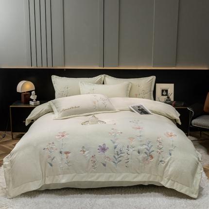 91家纺网 家纺一手货源 找家纺 （总）塔塔  2025新款高克重牛奶绒刺绣四件套