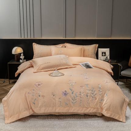 91家纺网 家纺一手货源 找家纺 （总）塔塔  2025新款高克重牛奶绒刺绣四件套