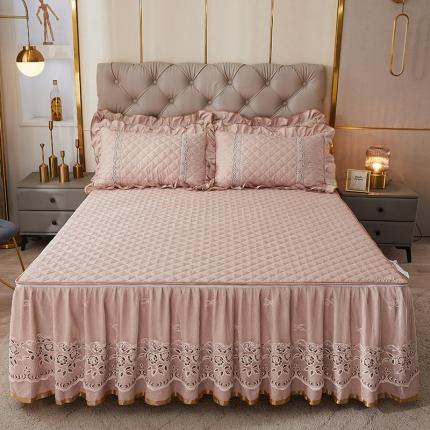 91家纺网 家纺一手货源 找家纺 网红馆 2025新款云影花梦脱卸床笠式床裙四件套 云影花梦-豆沙