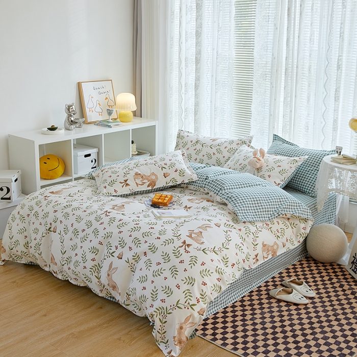 91家纺网 家纺一手货源 找家纺 世爵 2025新款磨毛印花单被套 米菲兔