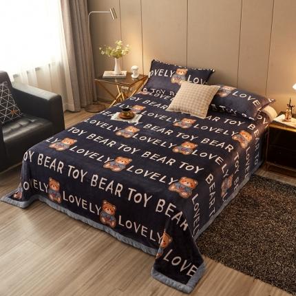 雅萱 2024新款菠萝格牛奶绒包边毛毯 LOVE熊