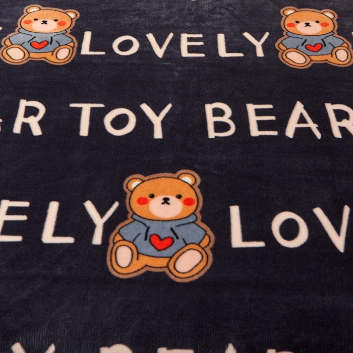 91家纺网 家纺一手货源 找家纺 雅萱 2024新款菠萝格牛奶绒包边毛毯 LOVE熊