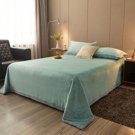 雅萱 2024新款菠萝格牛奶绒包边毛毯 百合绿