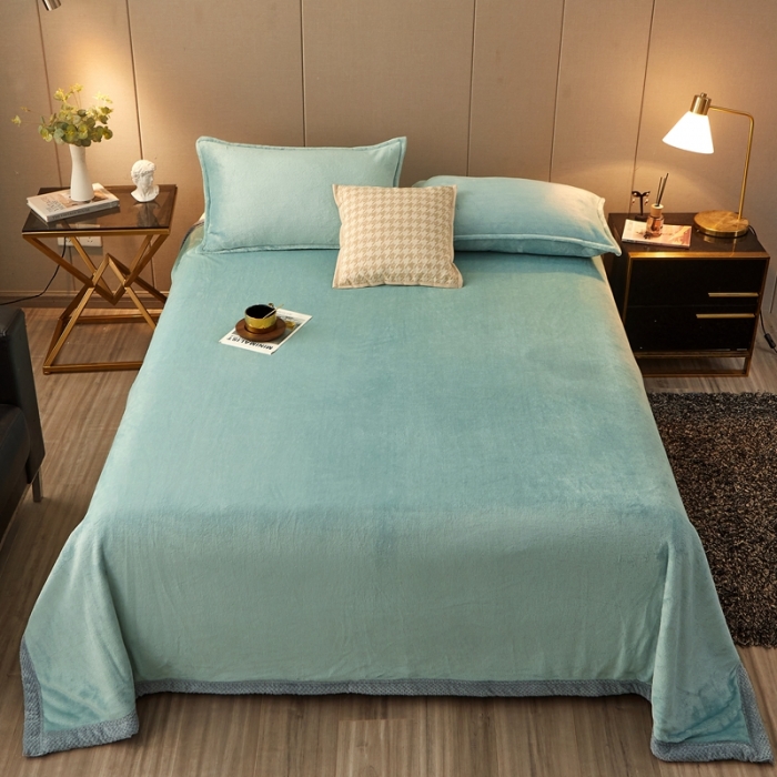 91家纺网 家纺一手货源 找家纺 雅萱 2024新款菠萝格牛奶绒包边毛毯 百合绿