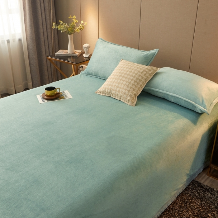 91家纺网 家纺一手货源 找家纺 雅萱 2024新款菠萝格牛奶绒包边毛毯 百合绿