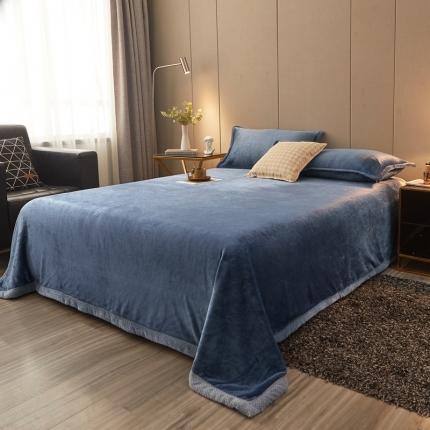 雅萱 2024新款菠萝格牛奶绒包边毛毯 宾利蓝