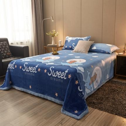 雅萱 2024新款菠萝格牛奶绒包边毛毯 海豚和熊