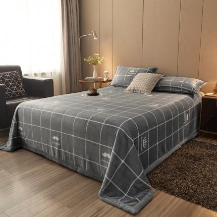 雅萱 2024新款菠萝格牛奶绒包边毛毯 胡子格