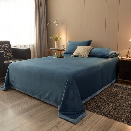 雅萱 2024新款菠萝格牛奶绒包边毛毯 蓝灰