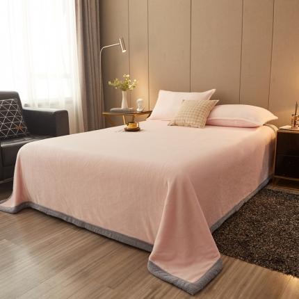 雅萱 2024新款菠萝格牛奶绒包边毛毯 藕粉