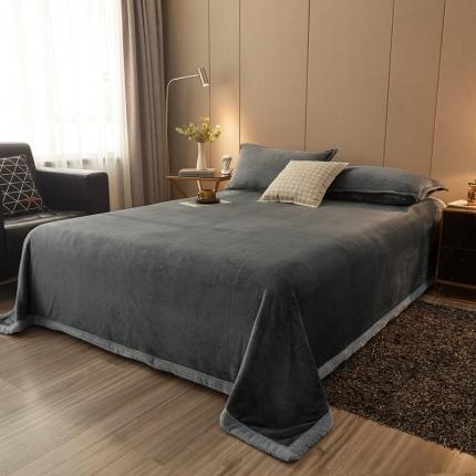 雅萱 2024新款菠萝格牛奶绒包边毛毯 深灰