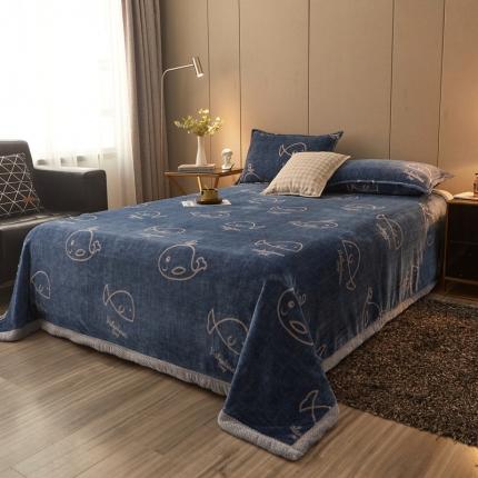 雅萱 2024新款菠萝格牛奶绒包边毛毯 小金鱼