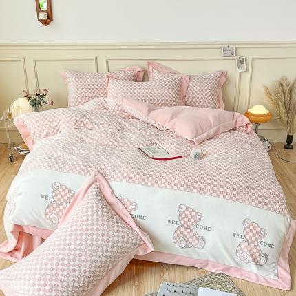 91家纺网 家纺一手货源 找家纺 （总）慕尚 2022新款高克重纯色牛奶绒剪花雕花四件套