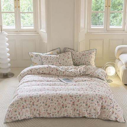 91家纺网 家纺一手货源 找家纺 洋铭区 2022新款双层纱四件套 小粉兔兔