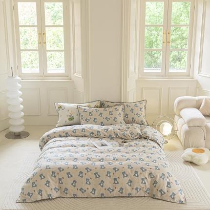 91家纺网 家纺一手货源 找家纺 洋铭区 2022新款双层纱四件套 熊贝贝