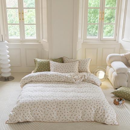 洋铭区 2022新款双层纱四件套 复古小碎花杏