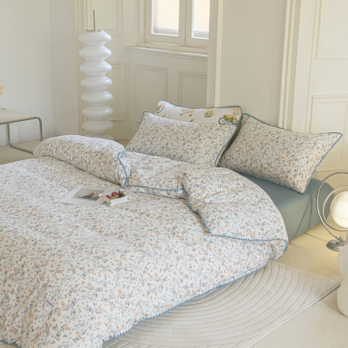 91家纺网 家纺一手货源 找家纺 洋铭区 2022新款双层纱四件套 花开朵朵