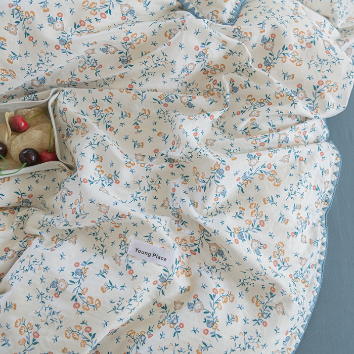 91家纺网 家纺一手货源 找家纺 洋铭区 2022新款双层纱四件套 花开朵朵