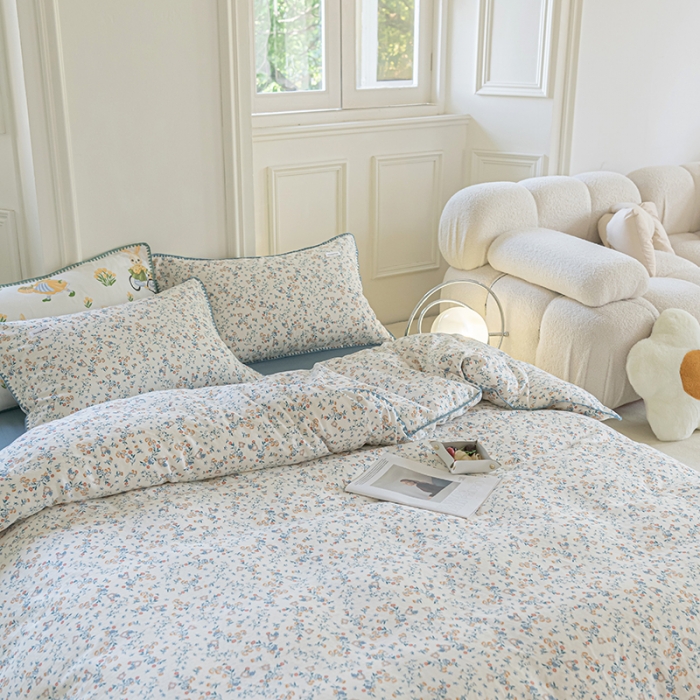 91家纺网 家纺一手货源 找家纺 洋铭区 2022新款双层纱四件套 花开朵朵