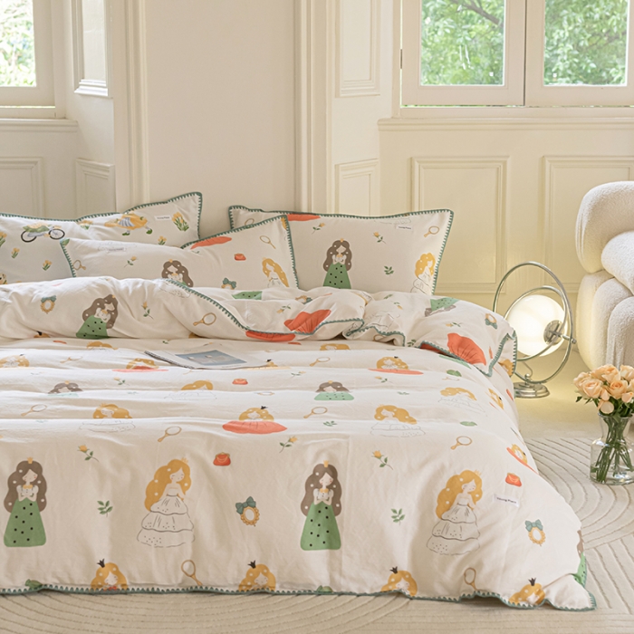 91家纺网 家纺一手货源 找家纺 洋铭区 2022新款双层纱四件套 可爱公主