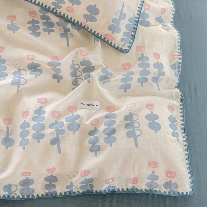 91家纺网 家纺一手货源 找家纺 洋铭区 2022新款双层纱四件套 甜美小花